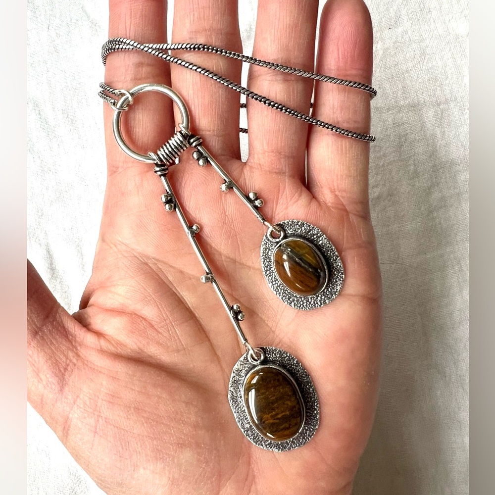 925 Lariat Style Tigers Eye Necklace